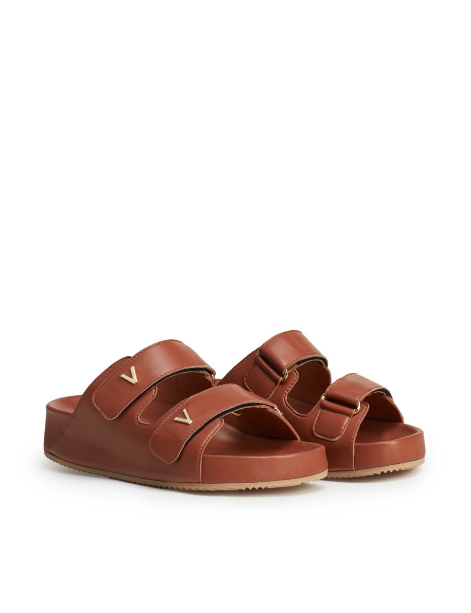 ciabatta fussbett doppio strappo cuoio - Frida SRL