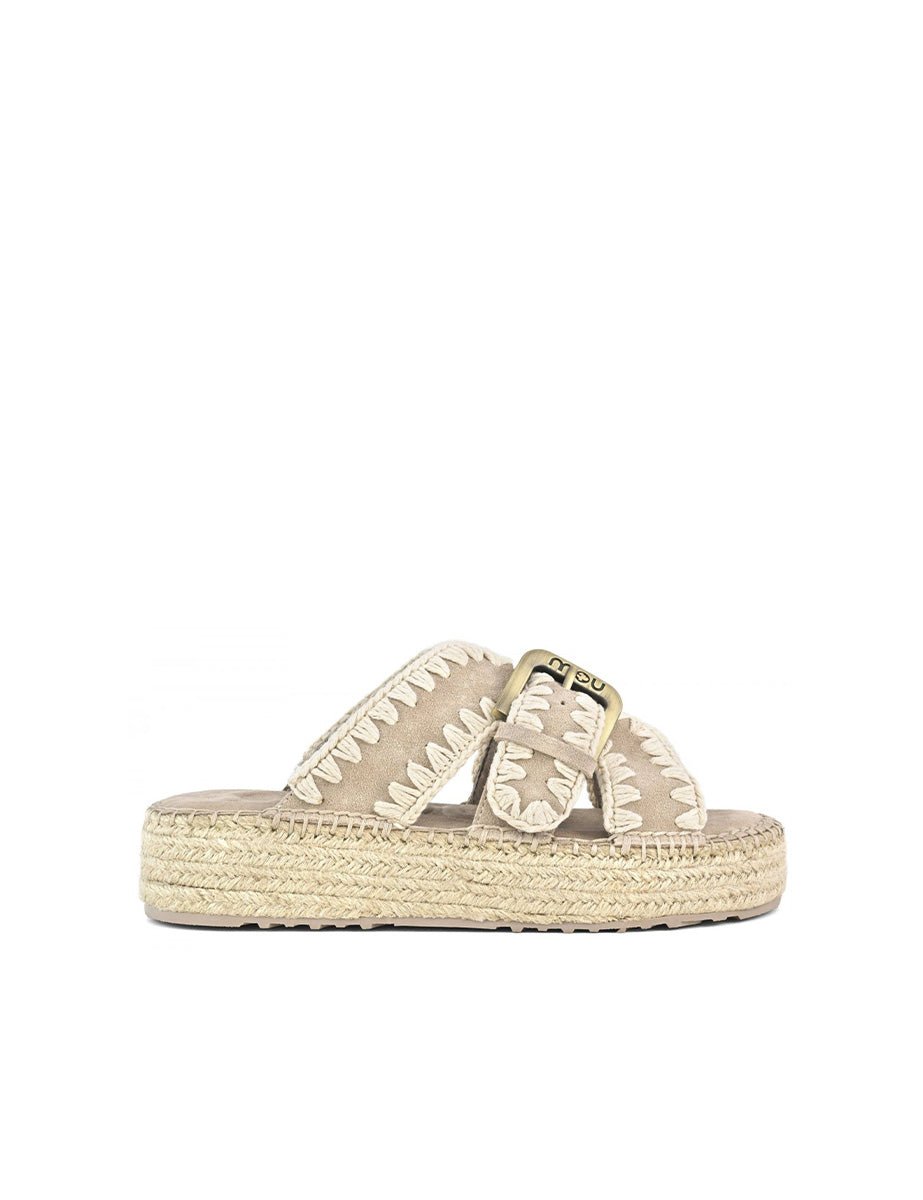 ciabatta incrocio fibbia jute pink sand - mou - ciabatta