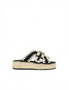 ciabatta incrocio jute nero bianco - Frida SRL