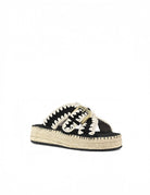 ciabatta incrocio jute nero bianco - Frida SRL