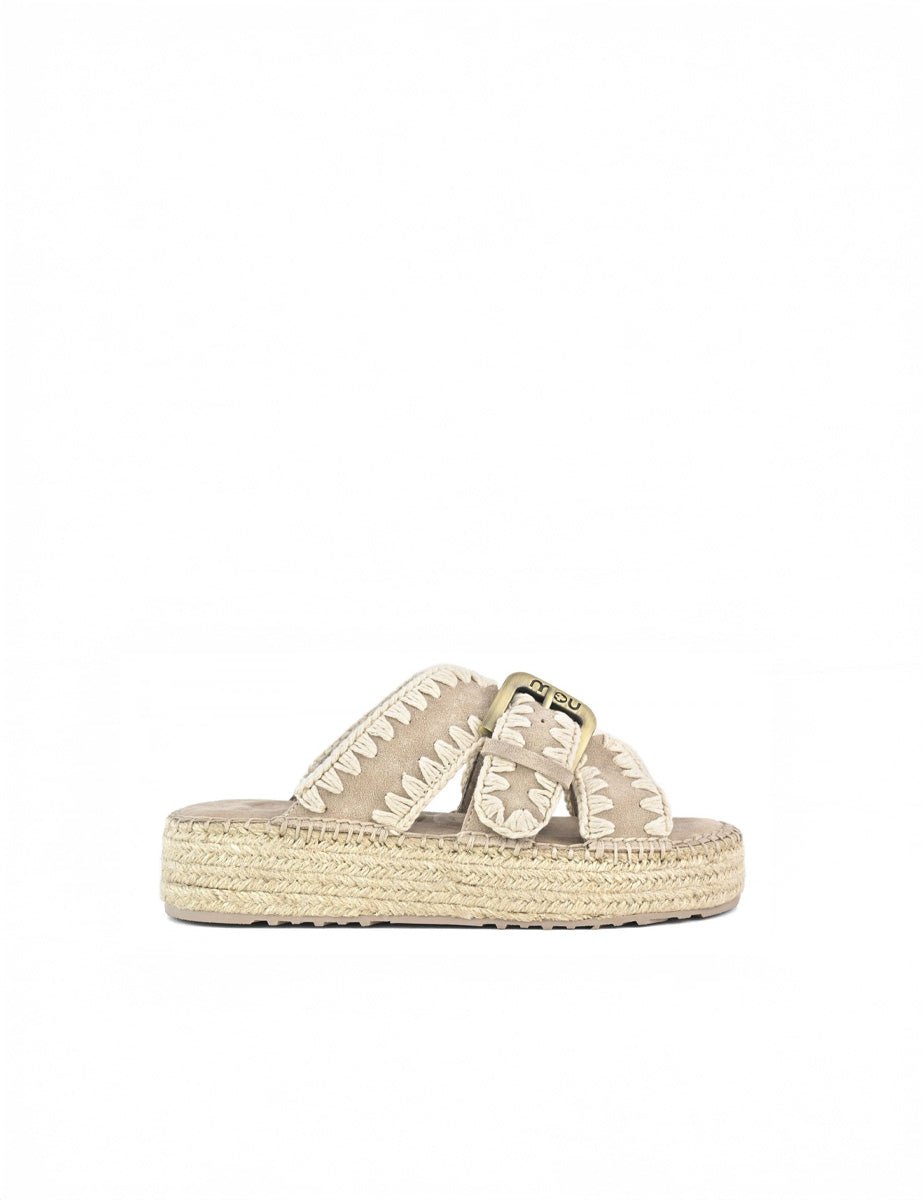 ciabatta incrocio jute sand white - Frida SRL
