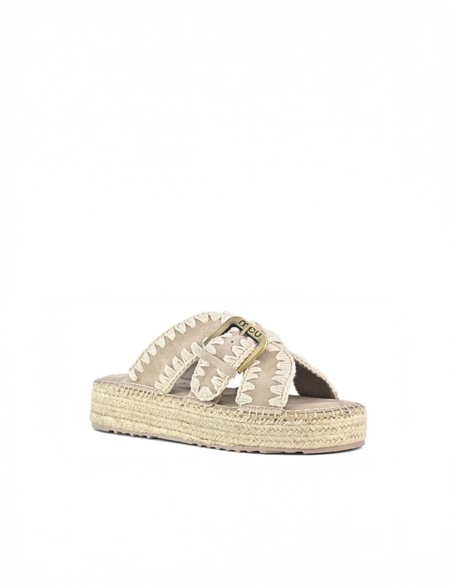 ciabatta incrocio jute sand white - Frida SRL