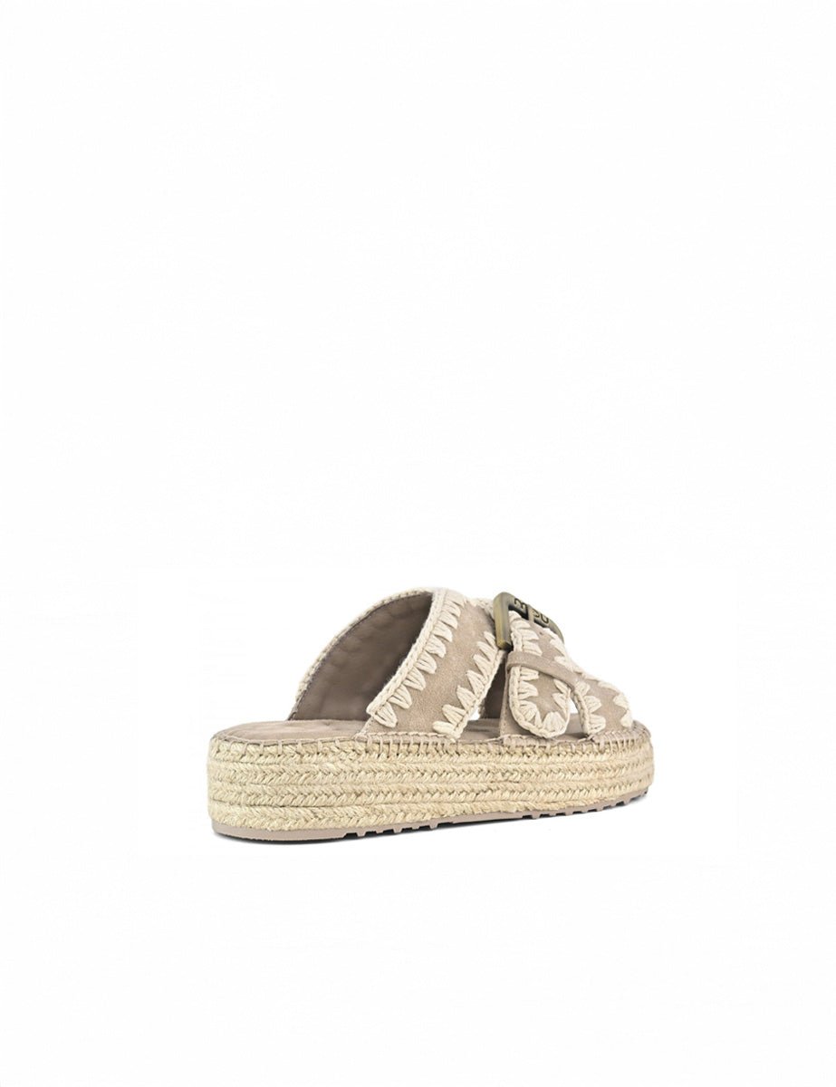 ciabatta incrocio jute sand white - Frida SRL