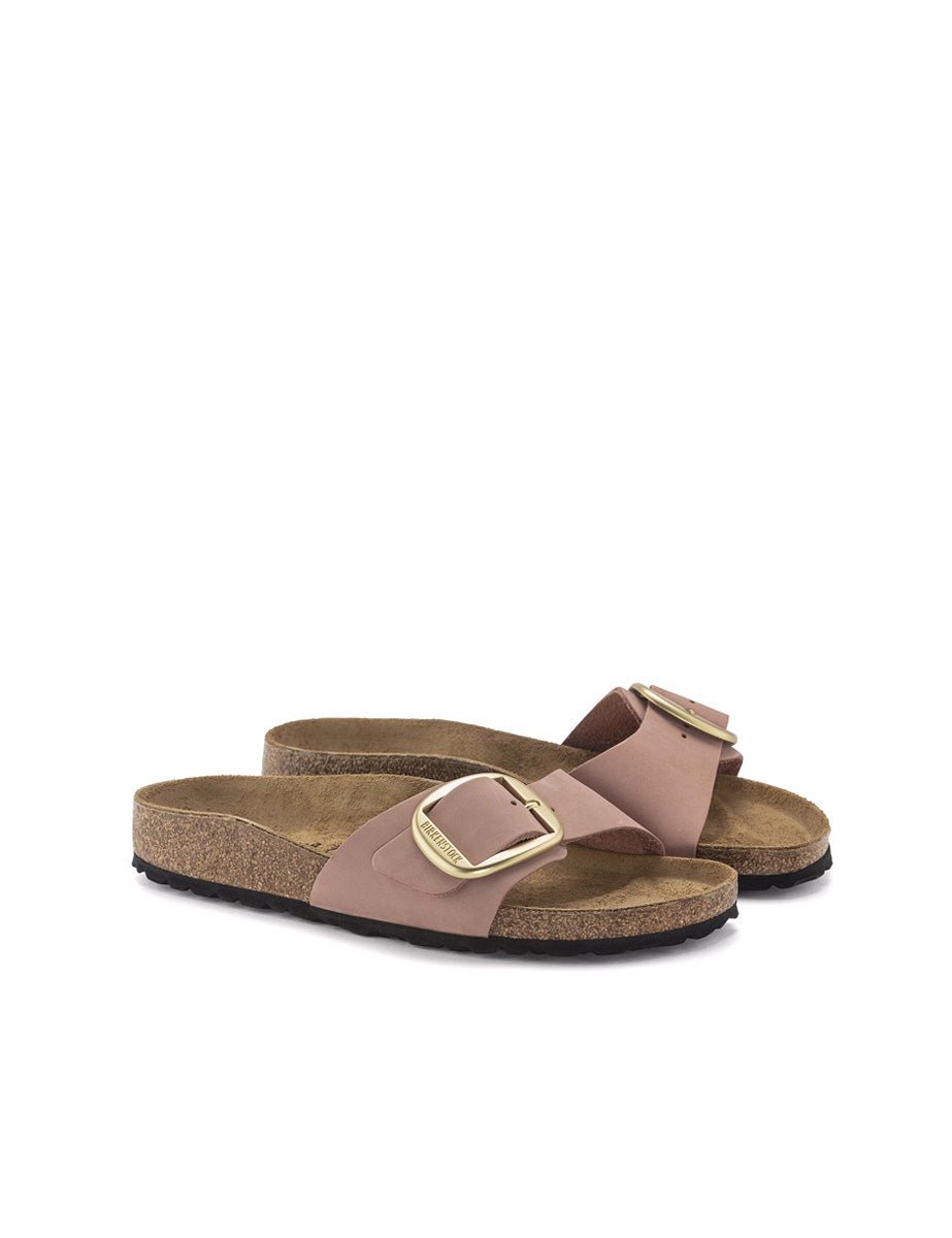 ciabatta madrid big buckle nubuck soft pink - Frida SRL