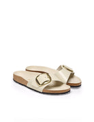 ciabatta madrid big buckle shine ecru - Frida SRL