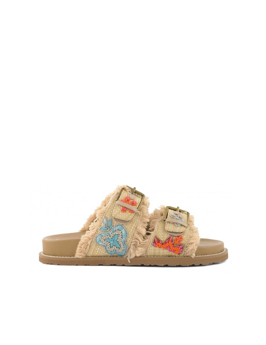 ciabatta rafia two band multicolor - coral blue - ciabatta