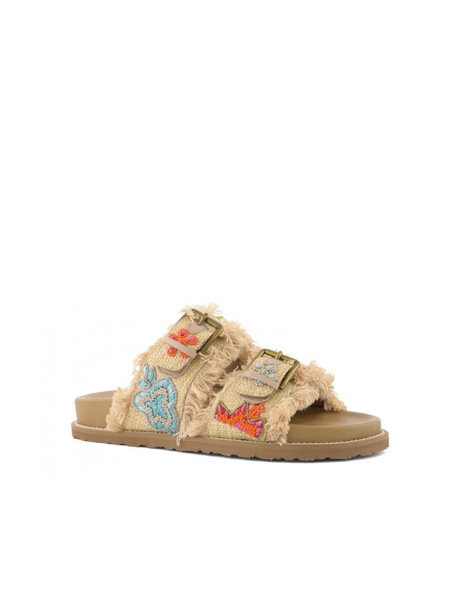 ciabatta rafia two band multicolor - coral blue - ciabatta