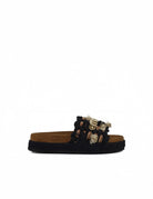 ciabatta ricamo nappine black - Frida SRL