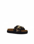 ciabatta ricamo nappine black - Frida SRL