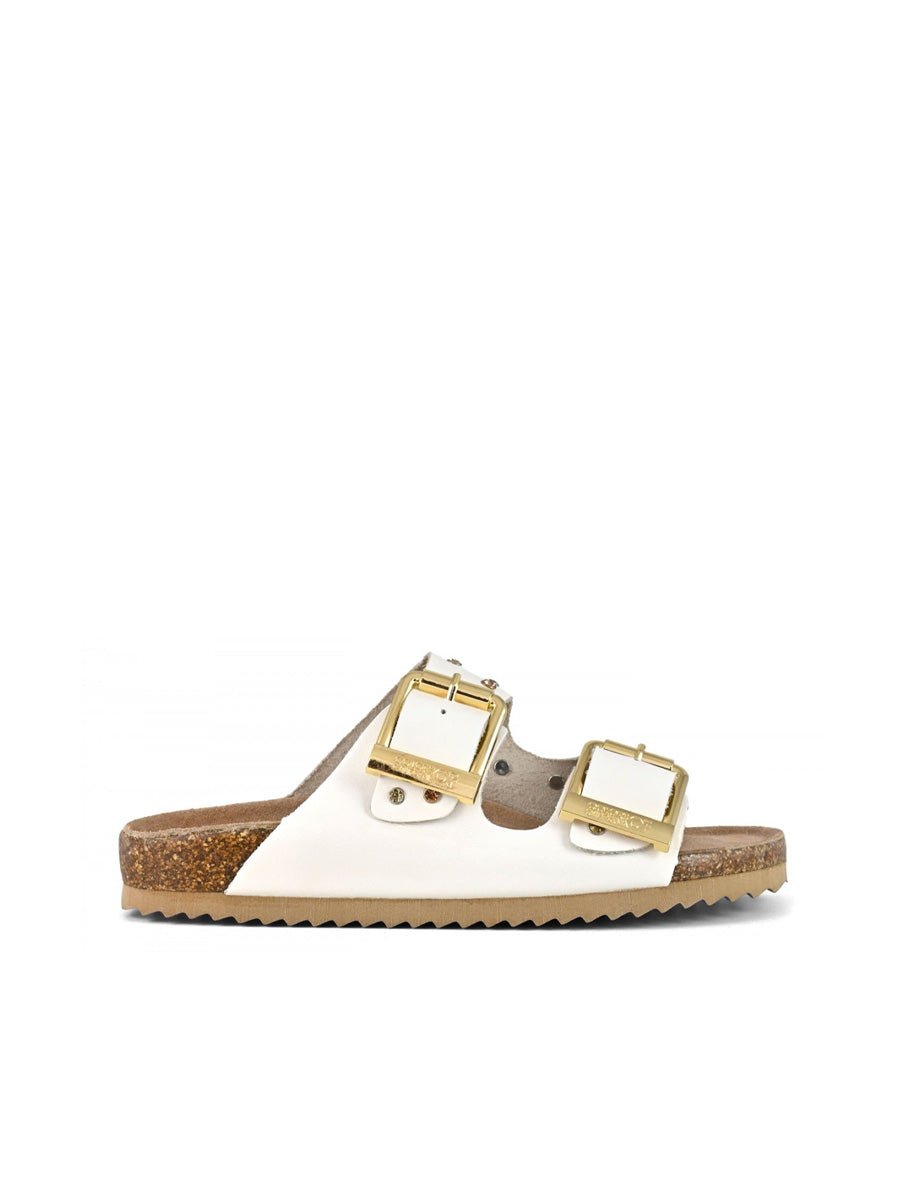 ciabatta two buckle nubuck strass bianco - colors of california - ciabatta