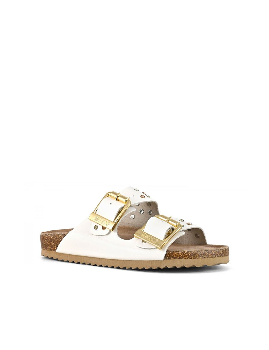 ciabatta two buckle nubuck strass bianco - colors of california - ciabatta
