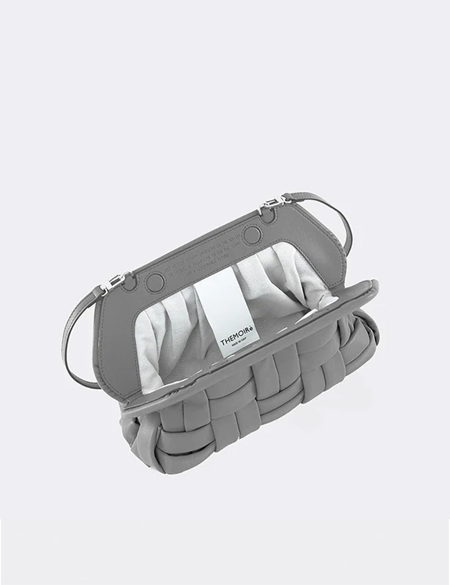 clutch bios weaved vegan storm grey - Frida SRL
