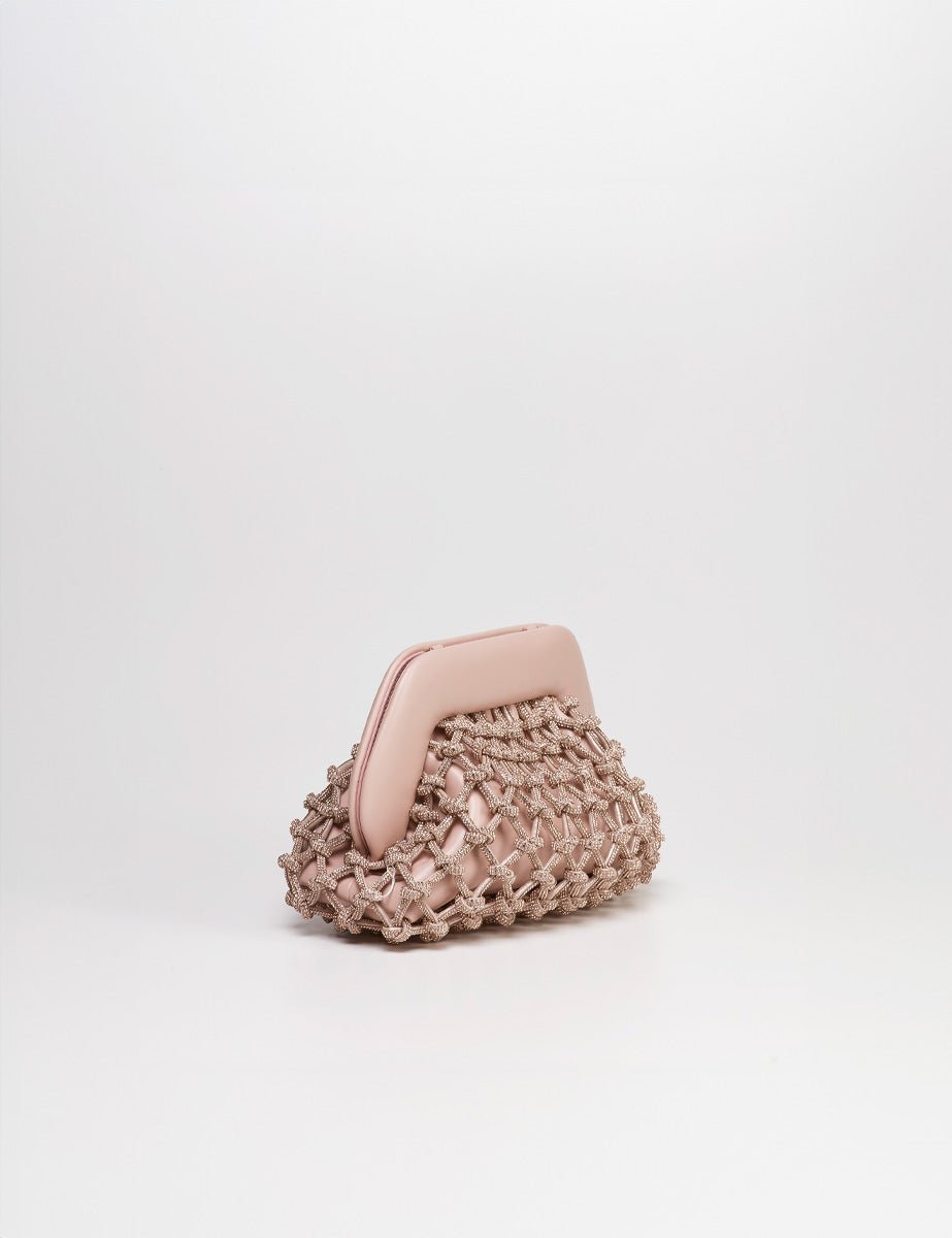 clutch tia knots strass dahlia rose - Frida SRL