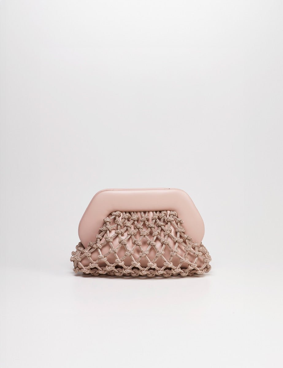 clutch tia knots strass dahlia rose - Frida SRL