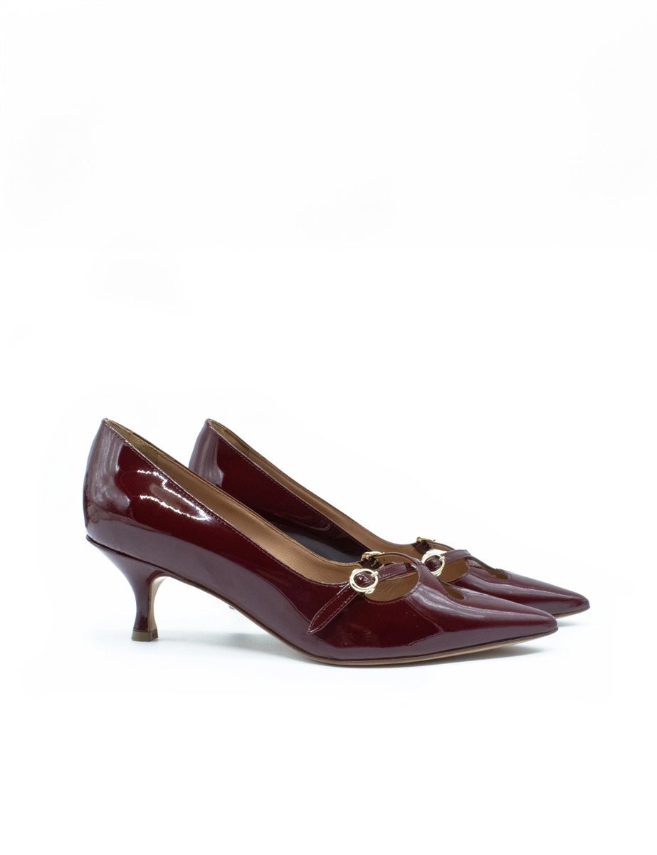 décolleté incrocio cuore vernice brunello - a.bocca - decollete tacco