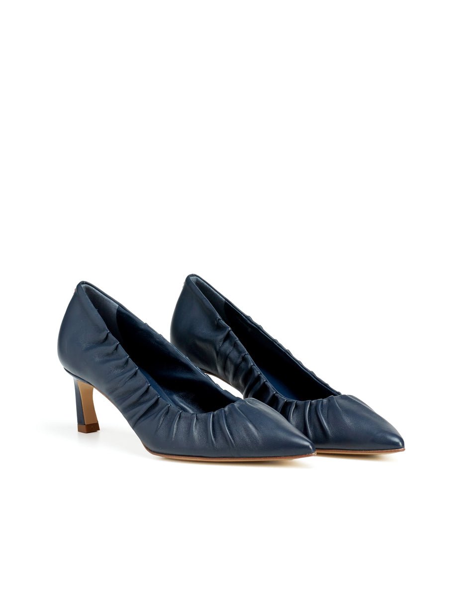 decollete nappa drappeggio blu navy - halmanera - decollete tacco