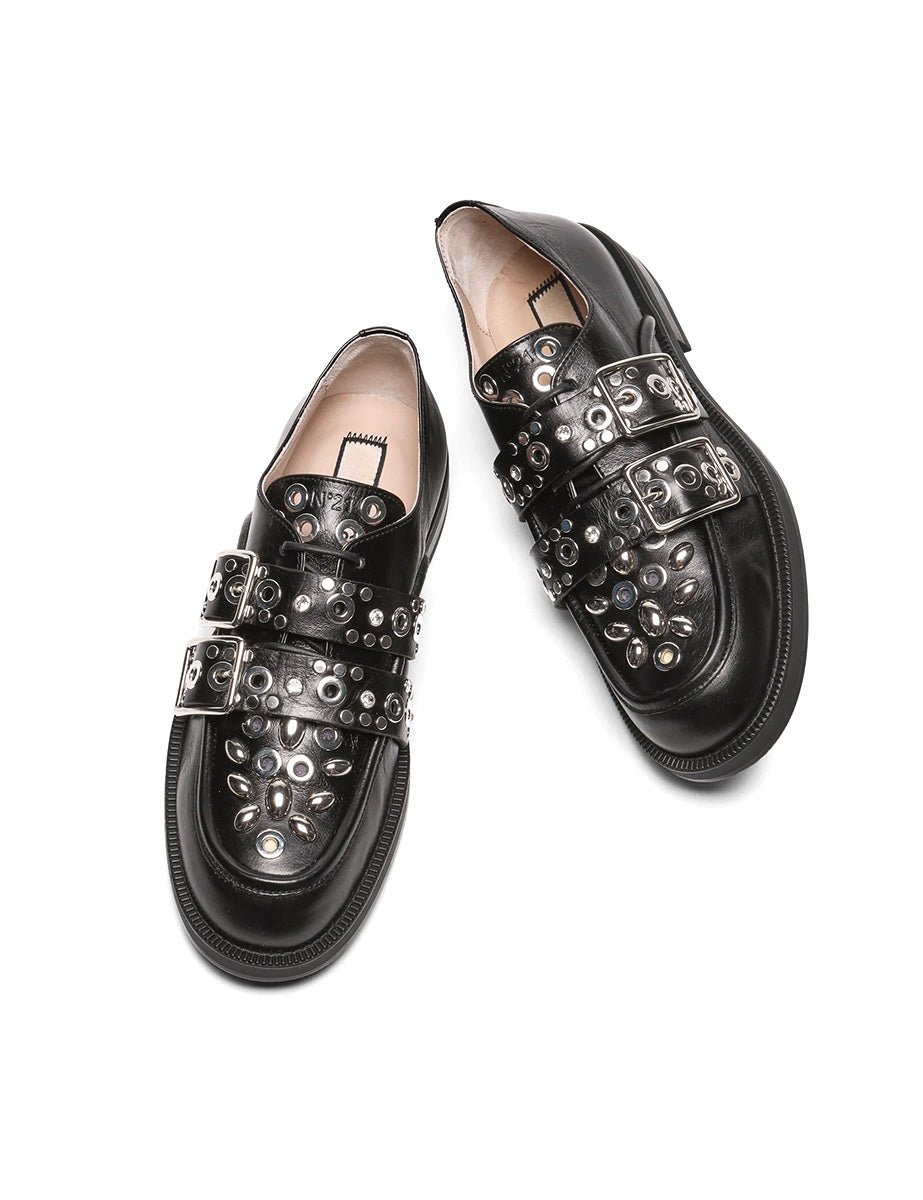 derby doppia fibbia studs leather black - n21 alessandro dell'acqua - mocassino