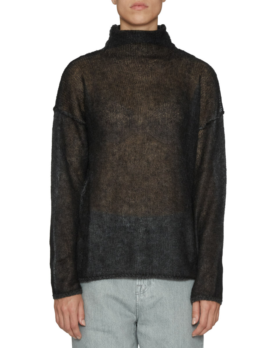 dolcevita revere lana mohair nero - roberto collina - pullover