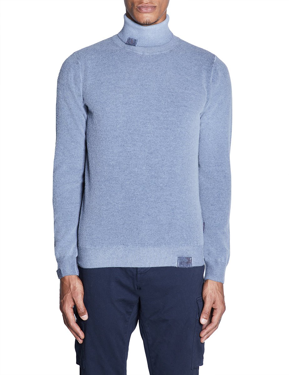dolcevita reversibile lana blu - bob - pullover