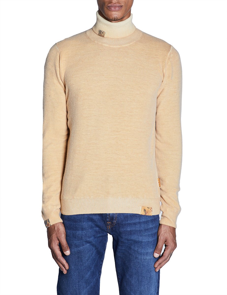 dolcevita reversibile lana ocra - bob - pullover