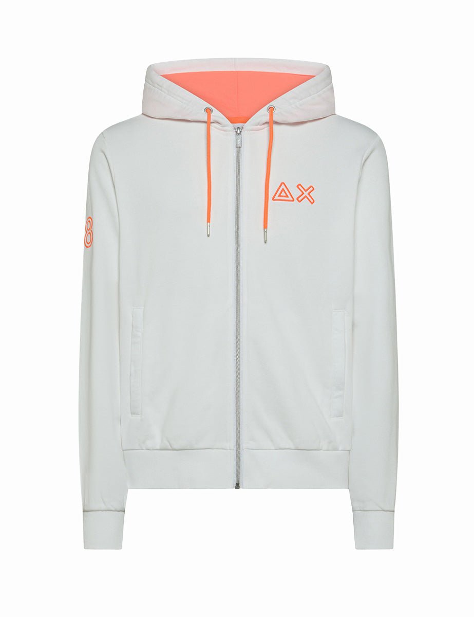 felpa cappuccio inserti fluo bianco - Frida SRL