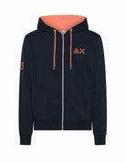 felpa cappuccio inserti fluo blu navy - sun68 - felpa