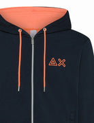 felpa cappuccio inserti fluo blu navy - sun68 - felpa