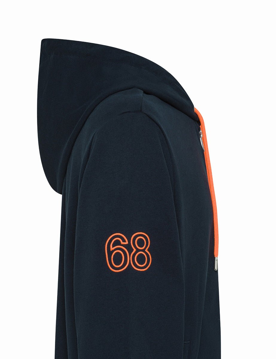 felpa cappuccio inserti fluo blu navy - sun68 - felpa