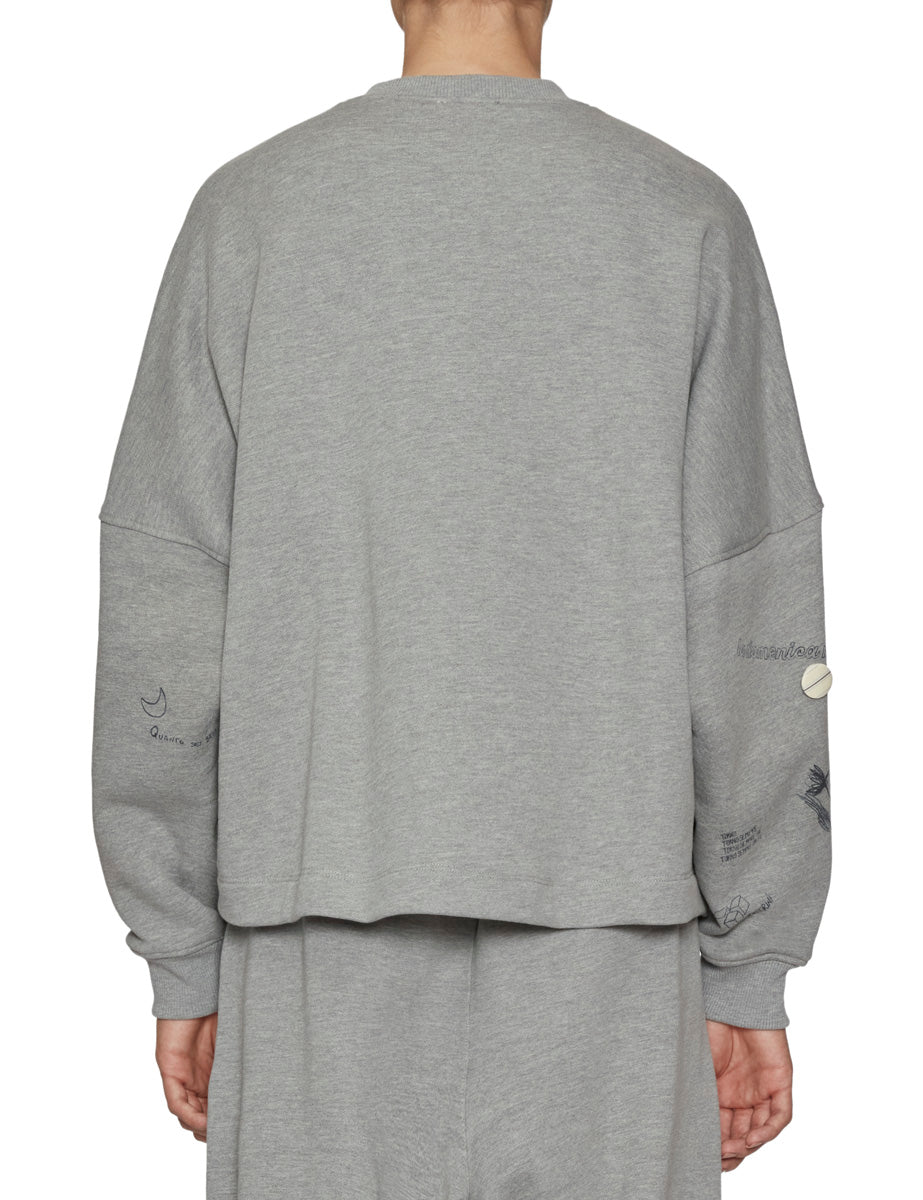 felpa girocollo scritte grigio melange - alysi - felpa