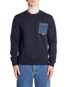 felpa girocollo taschino blu navy - roy rogers - felpa