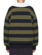 felpa over collo polo stripes verde blu - n21 alessandro dell'acqua - felpa