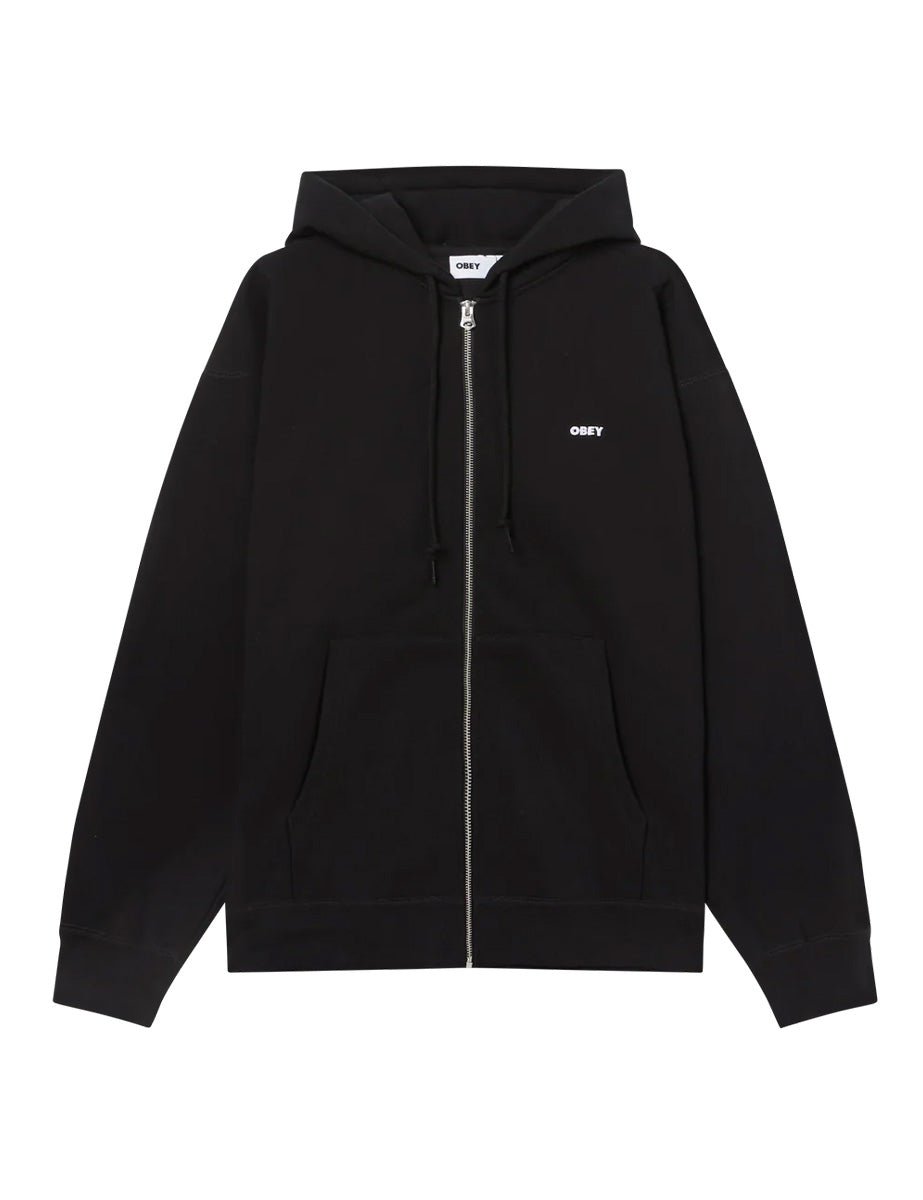 felpa zip cappuccio bold black - obey - felpa