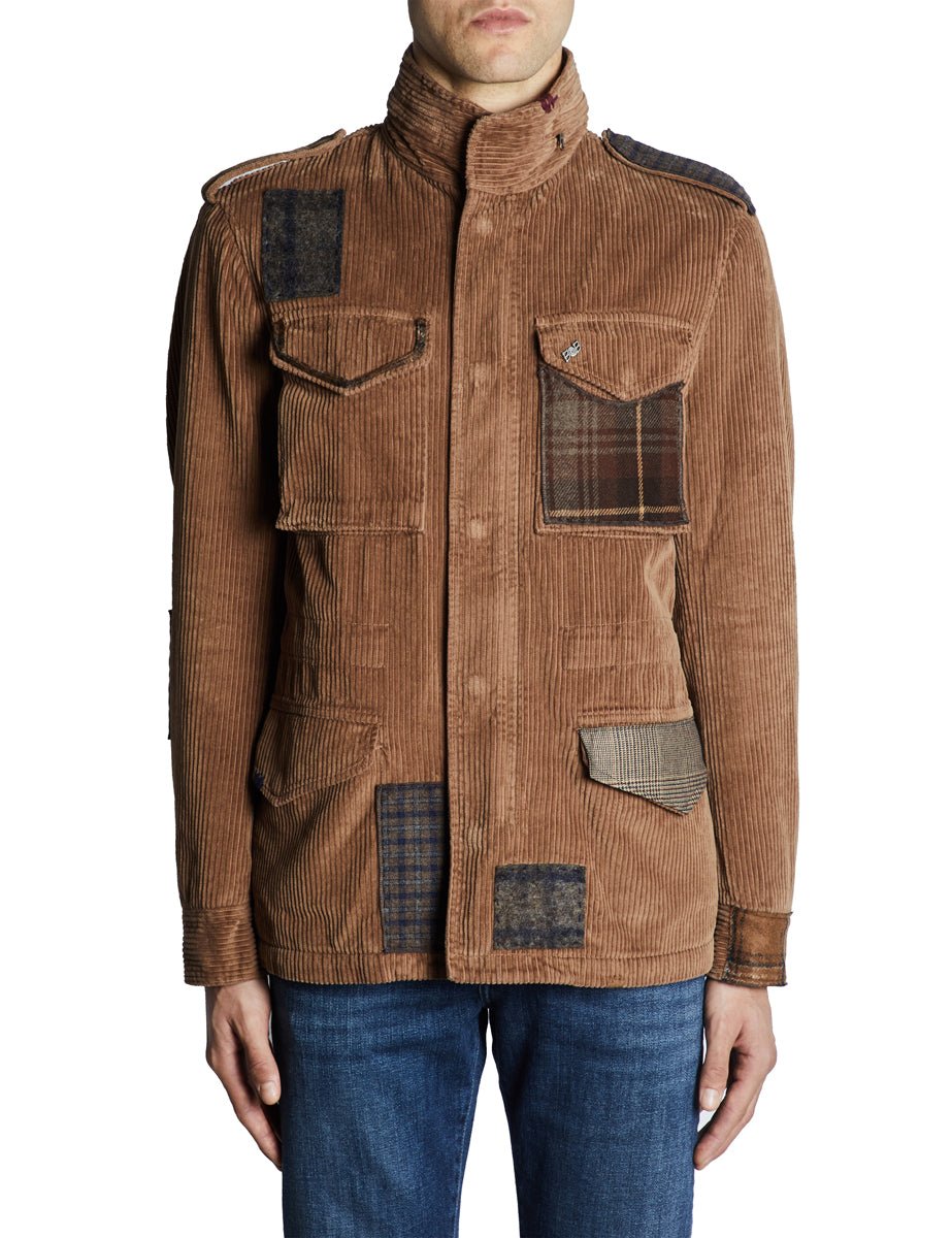 field jacket velluto patchwork legno - bob - giacca