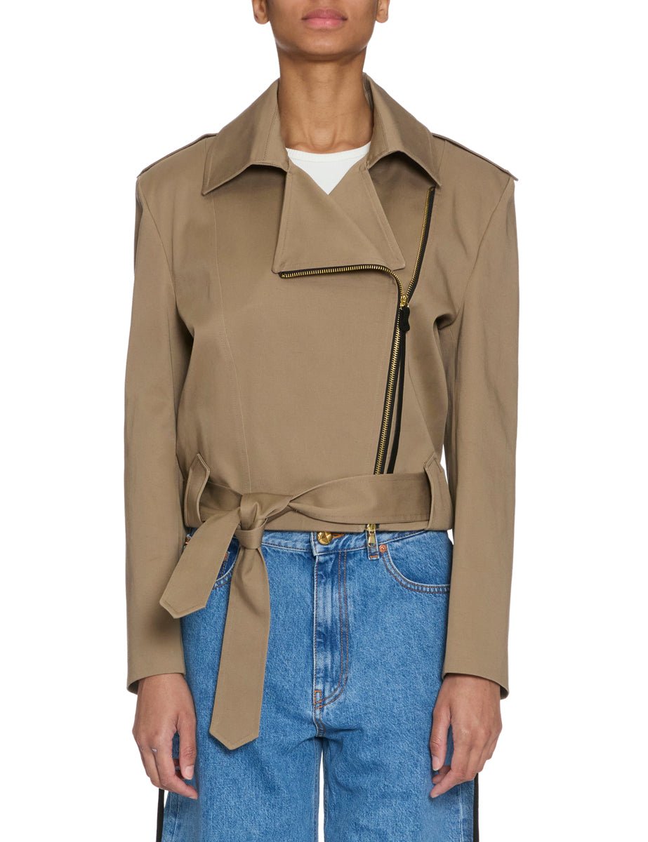 giacca biker gabardina sand - nineminutes - giacca