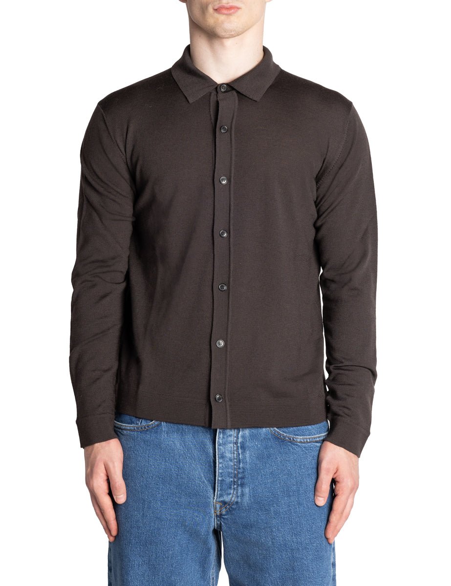 giacca cardigan bottoni merinos moro - roberto collina - cardigan
