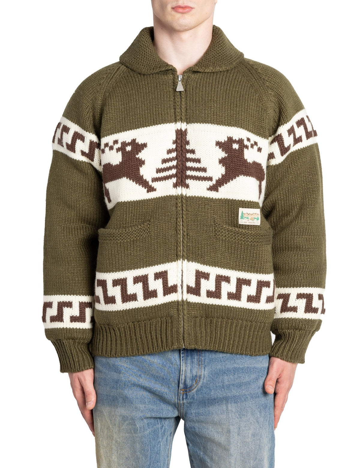 giacca cowichan jacquard army mix - roy rogers - giacca