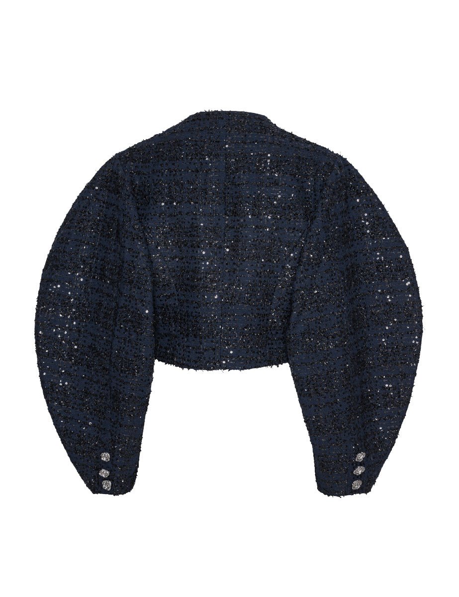 giacca crop boucle navy - rotate - giacca