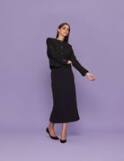 giacca cropped boucle nero lurex - Frida SRL