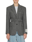 giacca daniel over spallotte cintura grey - kimhekim - giacca