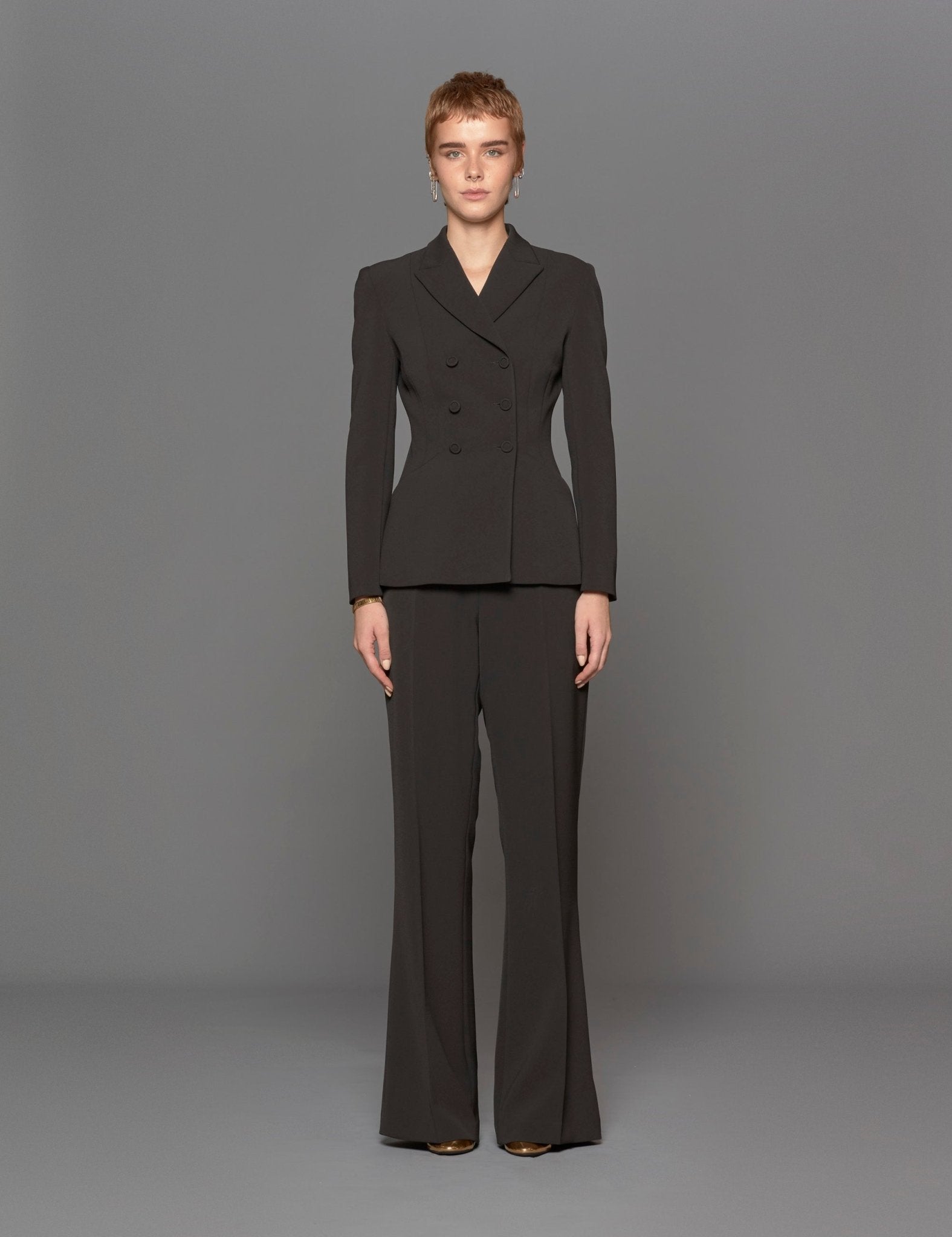 giacca doppiopetto crepe nero - blufrida - blazer