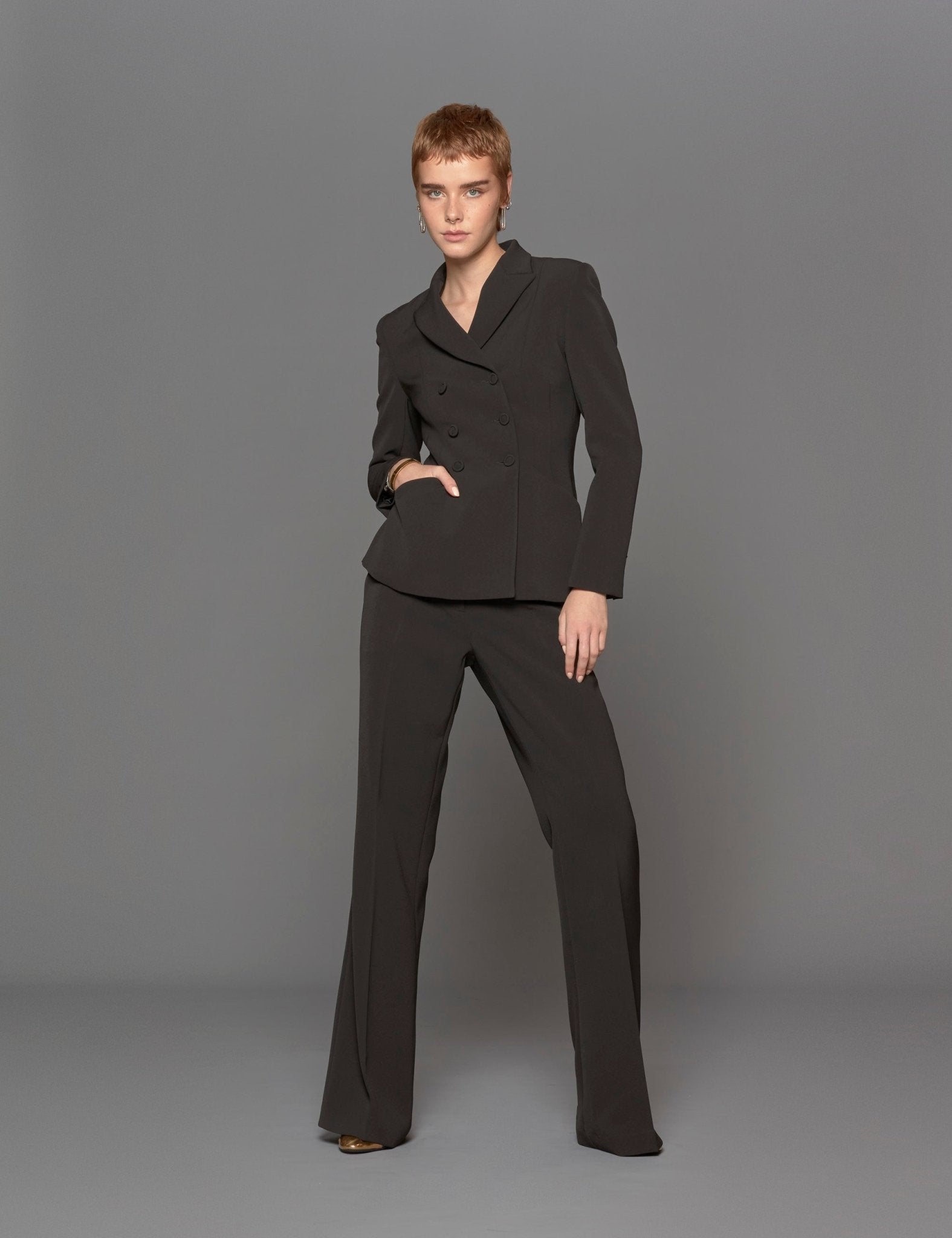 giacca doppiopetto crepe nero - blufrida - blazer