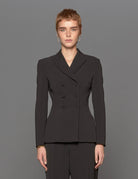 giacca doppiopetto crepe nero - blufrida - blazer