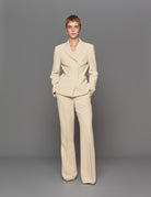 giacca doppiopetto crepe panna - Frida SRL