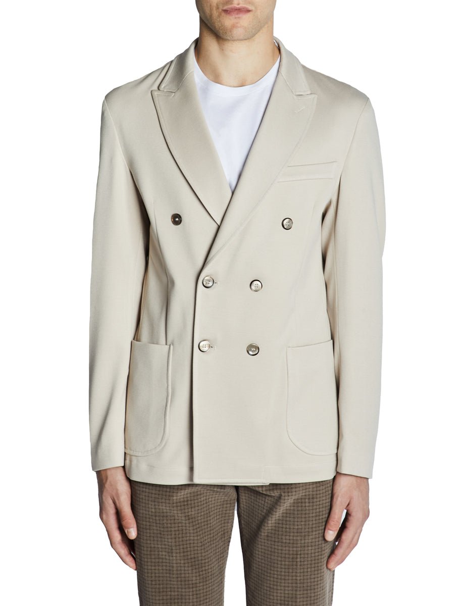 giacca doppiopetto jersey beige - blufrida - blazer