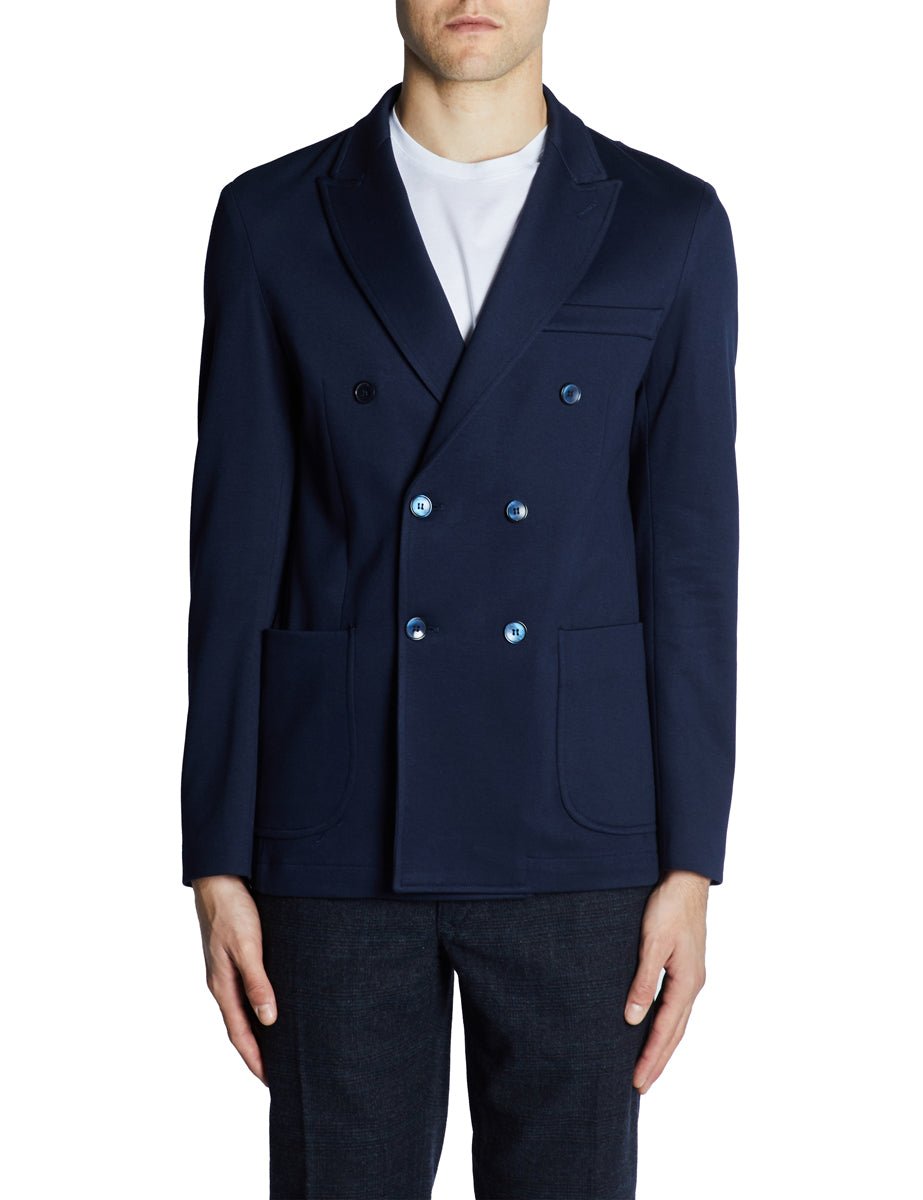 giacca doppiopetto jersey blu - blufrida - blazer