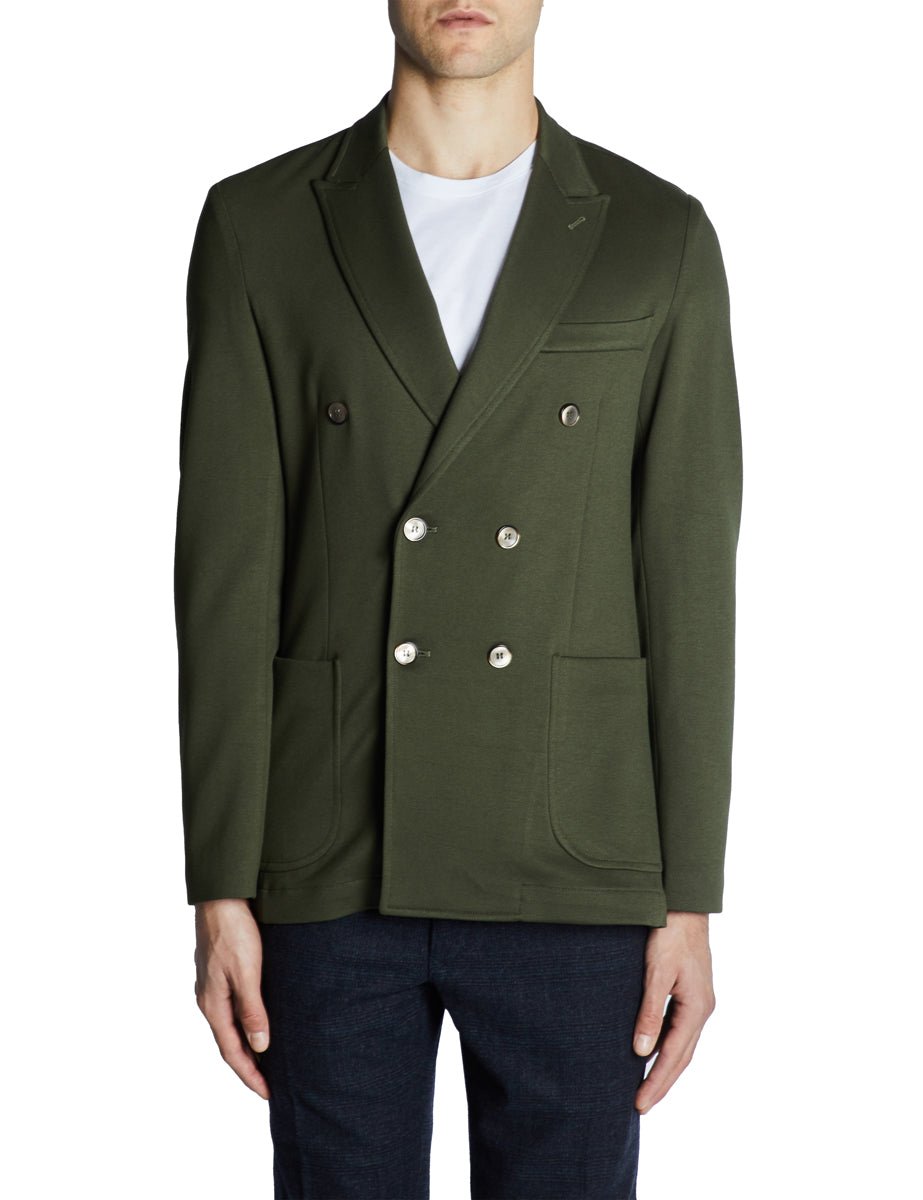 giacca doppiopetto jersey verde - blufrida - blazer