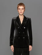 giacca doppiopetto velluto nero - Frida SRL