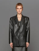 giacca ecopelle over nero - blufrida - blazer