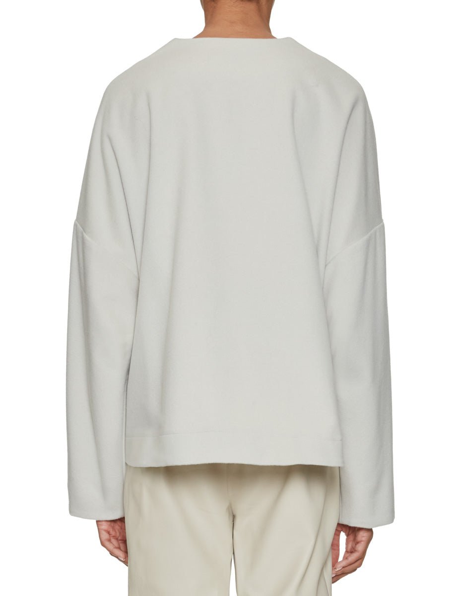 giacca kimono ricamo panno lana grigio perla - forte forte - giacca