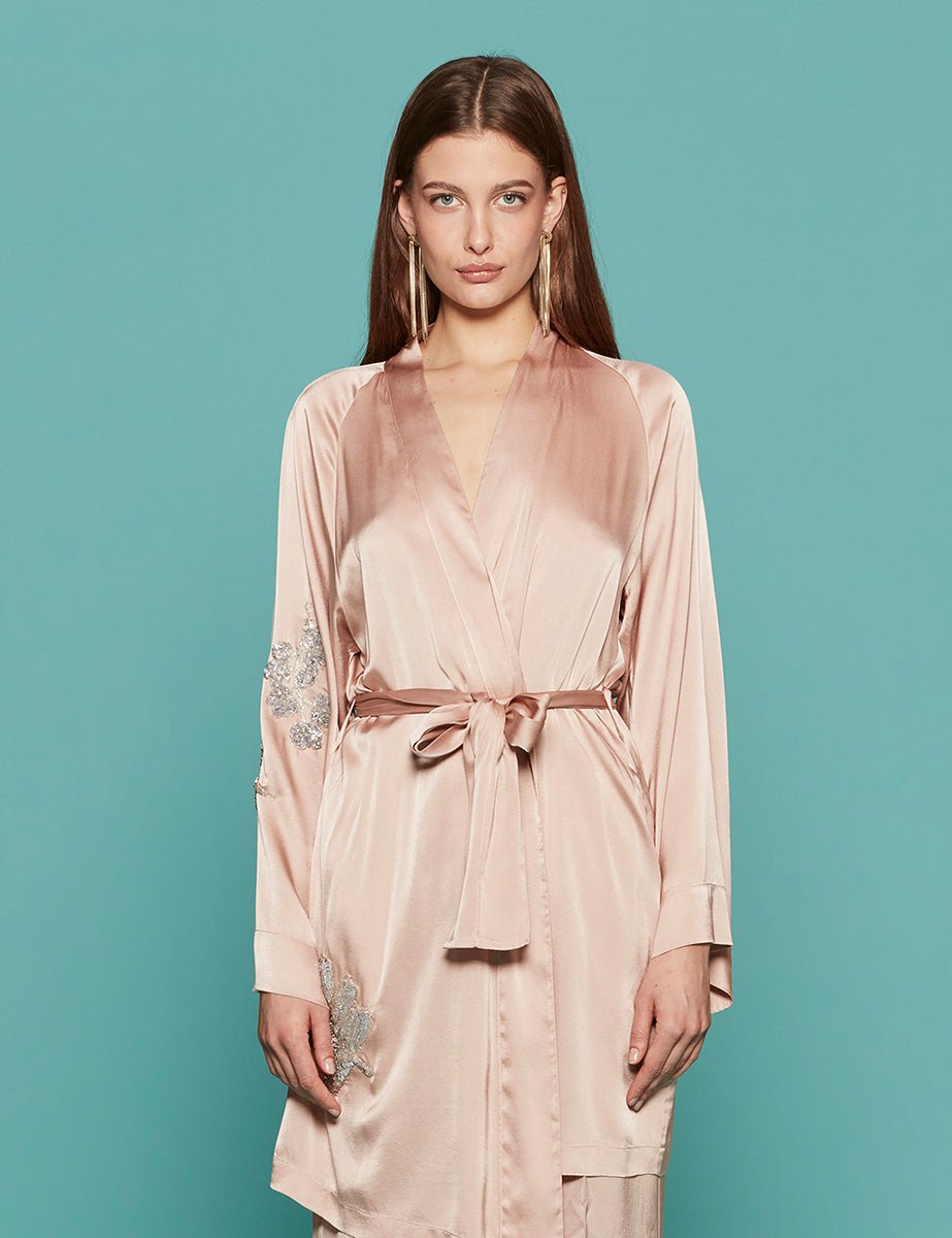 giacca kimono silk satin petalo - forte forte - giacca